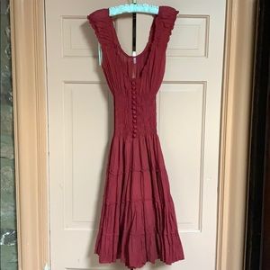 Burgundy Peasant Dress